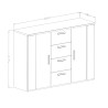 Ladekast dressoir in natuurlijk eikenhout en zwart met 2 deuren en 4 laden Gael Aanbod