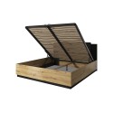 Frans tweepersoonsbed met opbergruimte 140x200 cm in zwart en eikenhout Seuvard Aanbod
