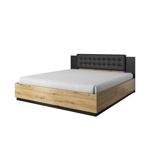 Tweepersoons opbergbed king size 180x200 cm van hout en kunstleren hoofdbord Bartley Aanbieding