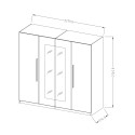 Kledingkast met 4 deuren en spiegel in grijs eikenhout 228x58x214 cm Morvel Aanbod