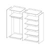 Kledingkast met 4 deuren en spiegel in grijs eikenhout 228x58x214 cm Morvel Korting