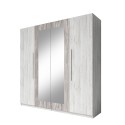 Kledingkast met 4 deuren en spiegel in grijs eikenhout 228x58x214 cm Morvel Verkoop