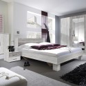 Tweepersoonsbed 160x200 cm wit hout met 2 nachtkastjes en lattenbodem Indra Verkoop