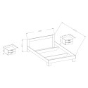 Tweepersoonsbed 160x200 cm wit hout met 2 nachtkastjes en lattenbodem Indra Korting
