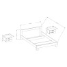 Tweepersoonsbed 160x200 cm wit hout met 2 nachtkastjes en lattenbodem Indra Korting