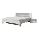Tweepersoonsbed 180x200 cm met lattenbodem en 2 nachtkastjes wit hout Mosnay Aanbieding