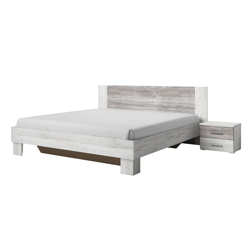 Tweepersoonsbed 180x200 cm met lattenbodem en 2 nachtkastjes wit hout Mosnay Aanbieding Tweepersoonsbed 180x200 cm met lattenbodem en 2 nachtkastjes wit hout Mosnay Aanbieding