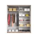 Kledingkast met 2 schuifdeuren in wit en eikenhout met spiegel 180x61x210 cm Elaisa Aanbod