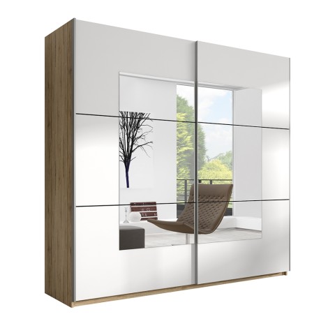 Kledingkast met schuifdeuren en spiegel 221x61x210 cm Vilriour Aanbieding