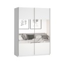 Witte kledingkast met schuifdeuren en spiegel 120x61x210 cm Many Aanbieding