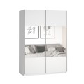 Witte kledingkast met schuifdeuren en spiegel 120x61x210 cm Many Aanbieding