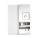 Witte kledingkast met schuifdeuren en spiegel 150x61x210 cm Olette Aanbod