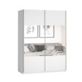 Witte kledingkast met schuifdeuren en spiegel 150x61x210 cm Olette Aanbieding