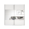 Witte kledingkast met schuifdeuren en spiegel 180x60x210 cm Sidey Aanbod