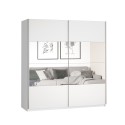 Witte kledingkast met schuifdeuren en spiegel 180x60x210 cm Sidey Aanbieding