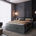 Frans bed 140x200 cm in donker eiken met opberglade Anthe Verkoop