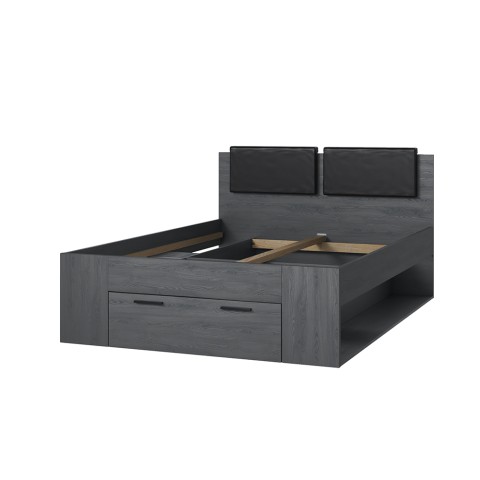 Frans bed 140x200 cm in donker eiken met opberglade Anthe Aanbieding