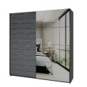 Moderne donker eiken kledingkast met 2 schuifdeuren en spiegel 200x61x210 cm Saone Aanbieding