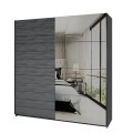 Moderne donker eiken kledingkast met 2 schuifdeuren en spiegel 200x61x210 cm Saone Aanbieding