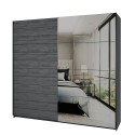 Kledingkast met schuifdeuren en spiegel 220x61x210 cm in donker eikenhout Wamin Aanbieding