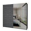Kledingkast met schuifdeuren en spiegel 220x61x210 cm in donker eikenhout Wamin Aanbieding