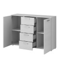 Dressoir ladekast met 4 lades en 2 deuren wit hout 132x38x93 cm Lemere Aanbod
