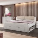 Frans tweepersoons bed 140x200 cm met opbergfunctie licht eikenhout Gany Verkoop