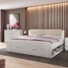 Frans tweepersoons bed 140x200 cm met opbergfunctie licht eikenhout Gany Verkoop