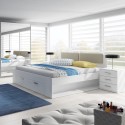 Frans tweepersoons bed 140x200 cm met opbergfunctie licht eikenhout Gany Aanbod