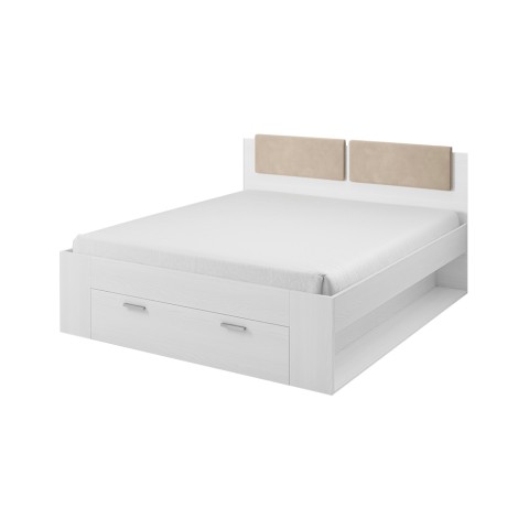 Frans tweepersoons bed 140x200 cm met opbergfunctie licht eikenhout Gany Aanbieding