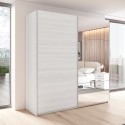 Witte eiken kledingkast met 2 schuifdeuren en spiegel 200x61x210 cm Dailie Verkoop