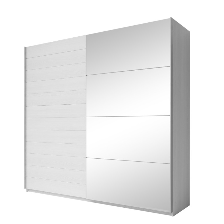 Kledingkast met schuifdeuren en spiegel 220x61x210 cm wit eiken Paine Aanbieding