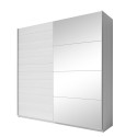 Witte eiken kledingkast met 2 schuifdeuren en spiegel 200x61x210 cm Dailie Aanbieding