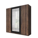 Kledingkast met 4 deuren en spiegel in donker eikenhout 228x57x214 cm Hutton Verkoop