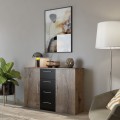 Ladekast dressoir met 2 deuren en 4 laden in zwart en donker eikenhout Cayey Aanbieding