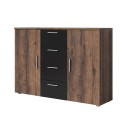 Ladekast dressoir met 2 deuren en 4 laden in zwart en donker eikenhout Cayey Verkoop