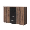 Ladekast dressoir met 2 deuren en 4 laden in zwart en donker eikenhout Cayey Verkoop
