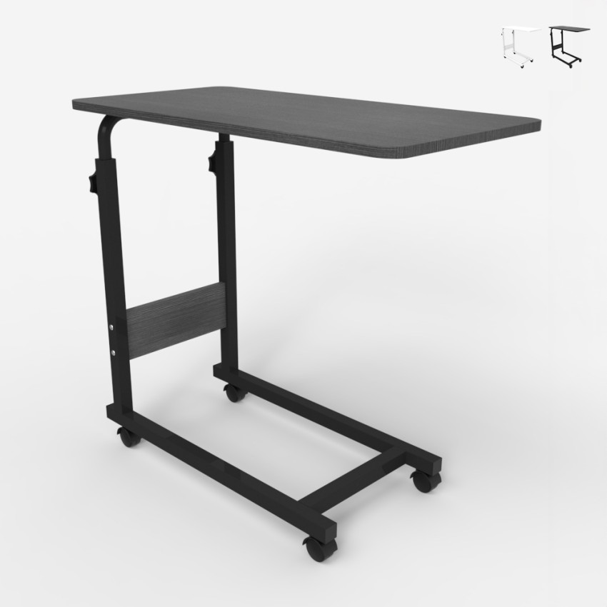 Verstelbare bijzettafel 40x80 cm met 4 wielen Endy XL Aanbieding