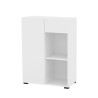 Lage witte boekenkast met deur, lade en open vakken 65x35x89 cm Maelis Verkoop