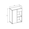 Lage witte boekenkast met deur, lade en open vakken 65x35x89 cm Maelis Kortingen
