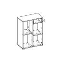 Lage witte boekenkast met deur, lade en open vakken 65x35x89 cm Maelis Catalogus