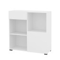 Lage boekenkast met lade, deur en 3 open vakken wit 90x35x89 cm Habren Verkoop