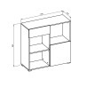 Lage boekenkast met lade, deur en 3 open vakken wit 90x35x89 cm Habren Kortingen