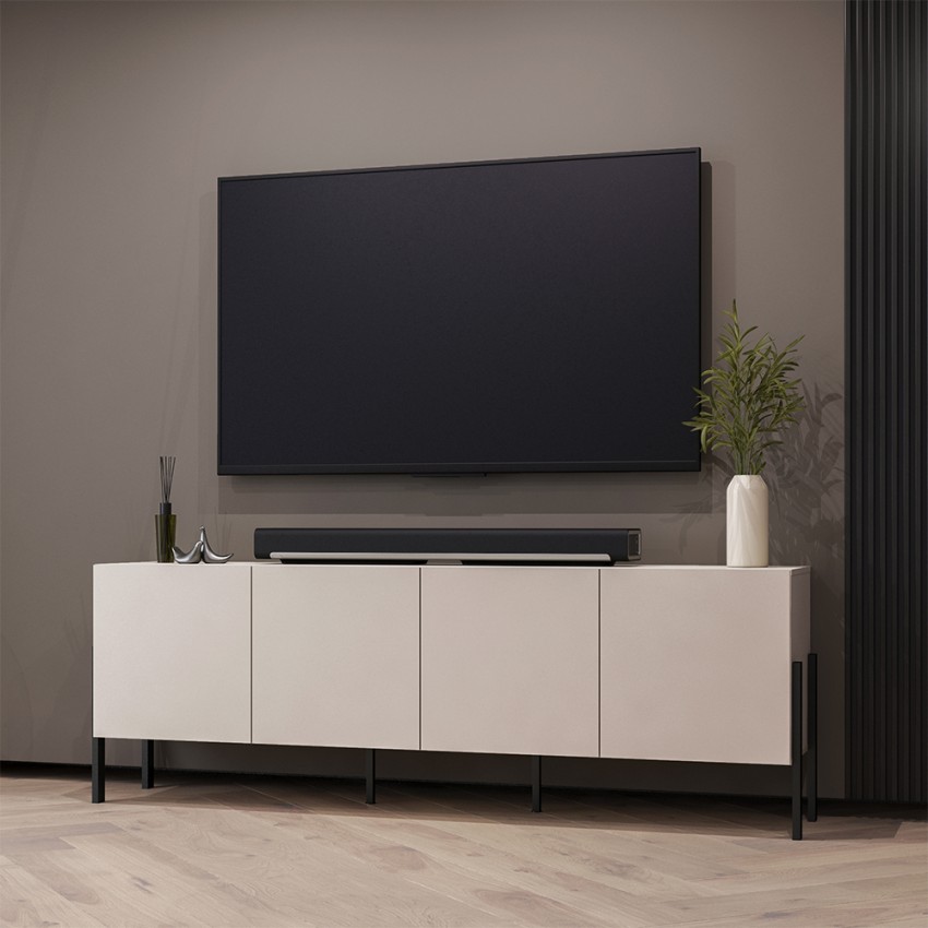 Modern design TV-meubel met 4 deuren beige 200x40x69 cm Givre Aanbieding Modern design TV-meubel met 4 deuren beige 200x40x69 cm Givre Aanbieding
