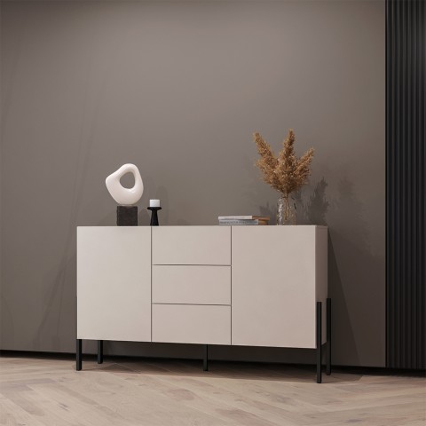 Modern dressoir met 3 lades en 2 deuren beige 154x40x89 cm Autrey Aanbieding