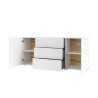 Witte moderne kast met 3 laden en 2 deuren 140x35x63 cm Mehdi Korting
