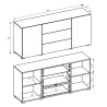 Witte moderne kast met 3 laden en 2 deuren 140x35x63 cm Mehdi Voorraad
