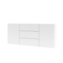 Witte moderne kast met 3 laden en 2 deuren 140x35x63 cm Mehdi Catalogus