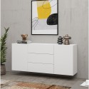 Witte moderne kast met 3 laden en 2 deuren 140x35x63 cm Mehdi Kortingen