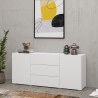 Witte moderne kast met 3 laden en 2 deuren 140x35x63 cm Mehdi Aanbieding
